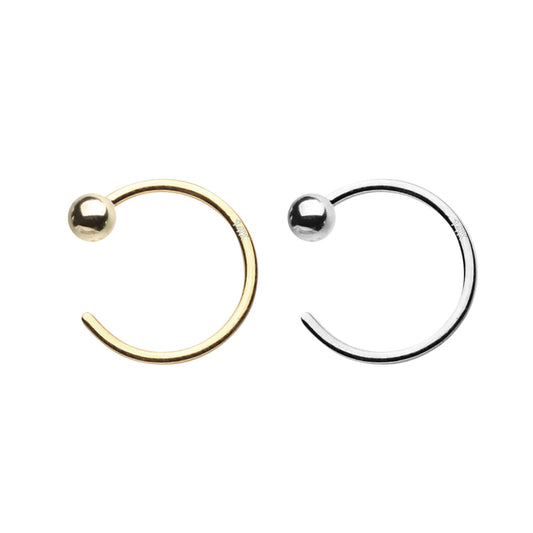 14 Karat Solid Gold Nose Ring Hoop 20 Gauge 8 MM With Round End