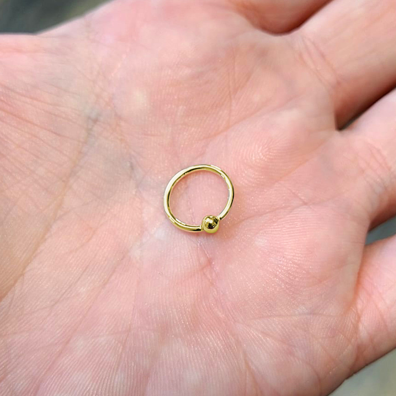 14 Karat Gold Bendable Hoop Ring 20 18 & 16 Gauge With Fixed Ball