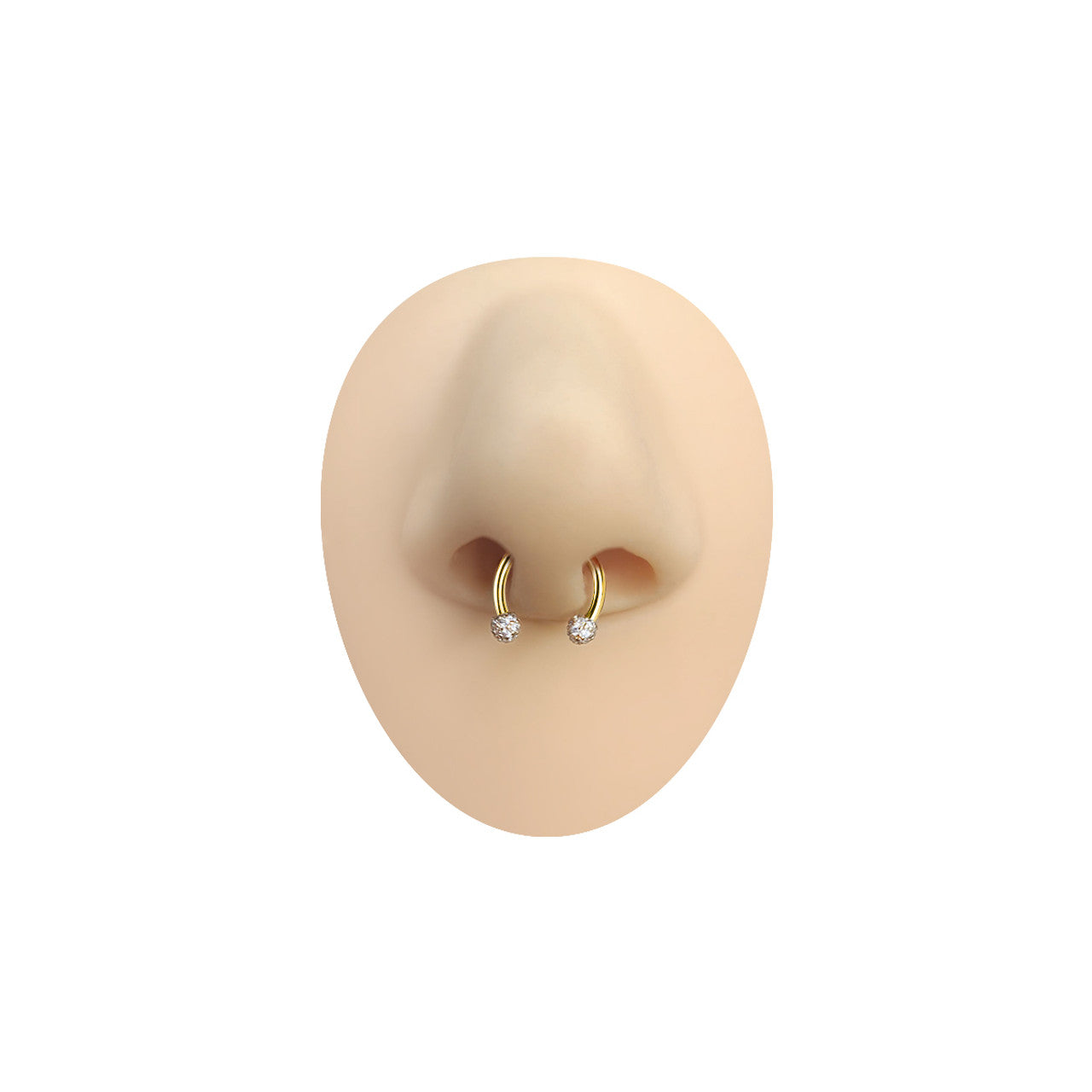 14 Karat Gold Horseshoe Circular Barbell Ring 16 Gauge & CZ Paved Ball