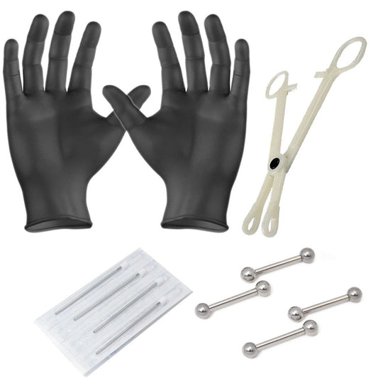 Surgical Steel Nipple Piercing Kit 14 & 16 Gauge Barbell - 10 Pieces