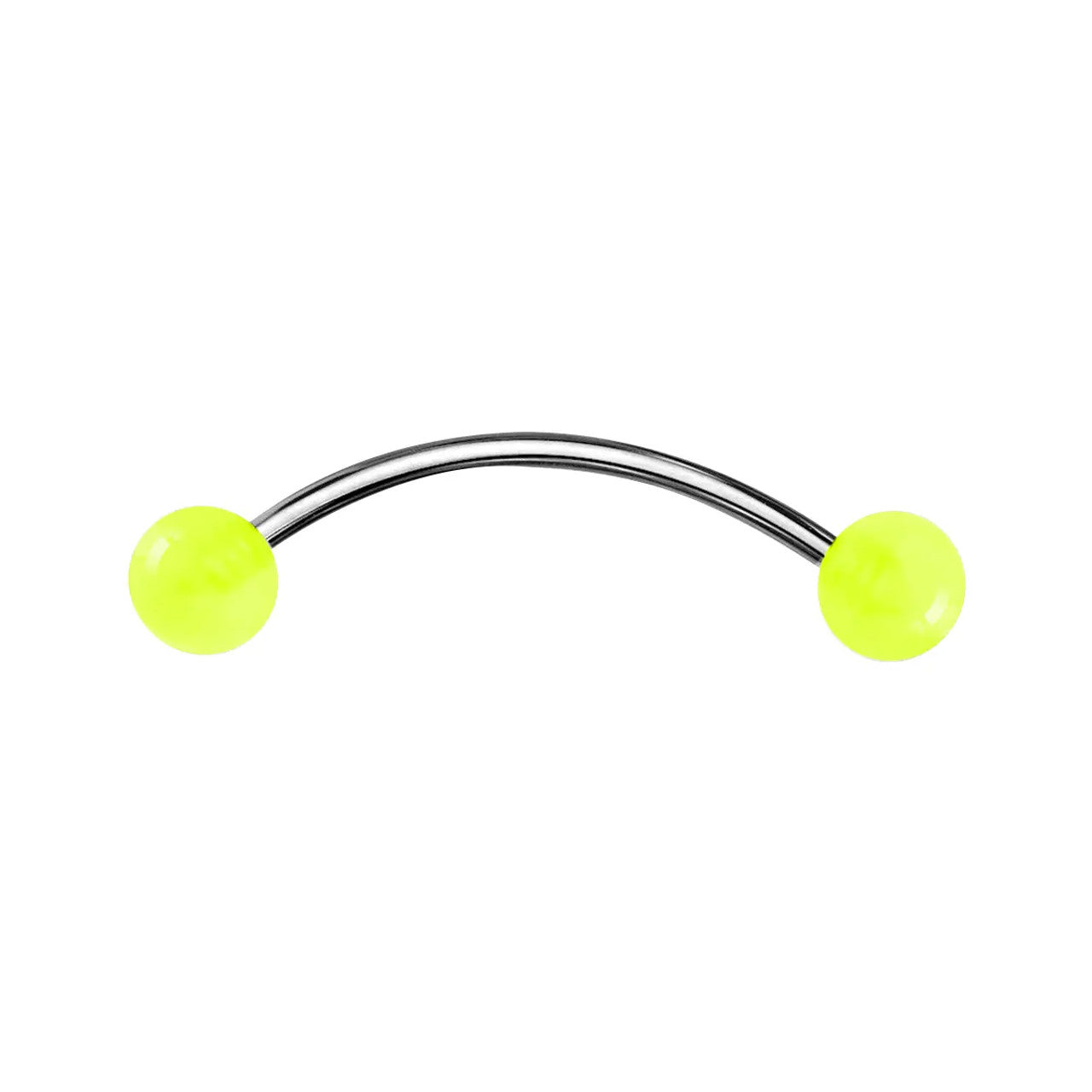 Surgical Steel Curved Barbell Tongue Ring 16 Gauge U/V Ball - 10 Pack