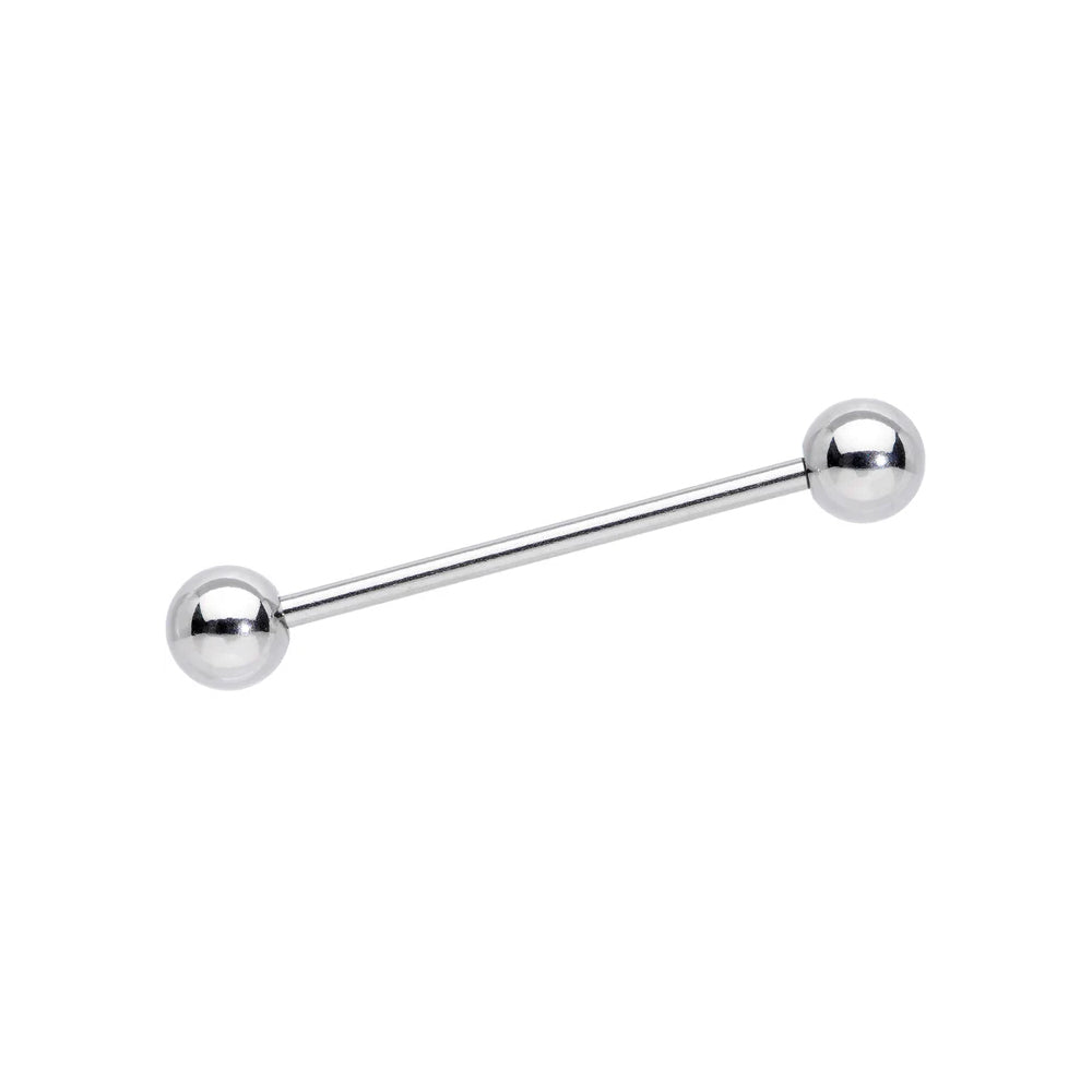 Surgical Steel Tongue Ring Straight Barbell 14 Gauge & Clear - 10 Pack