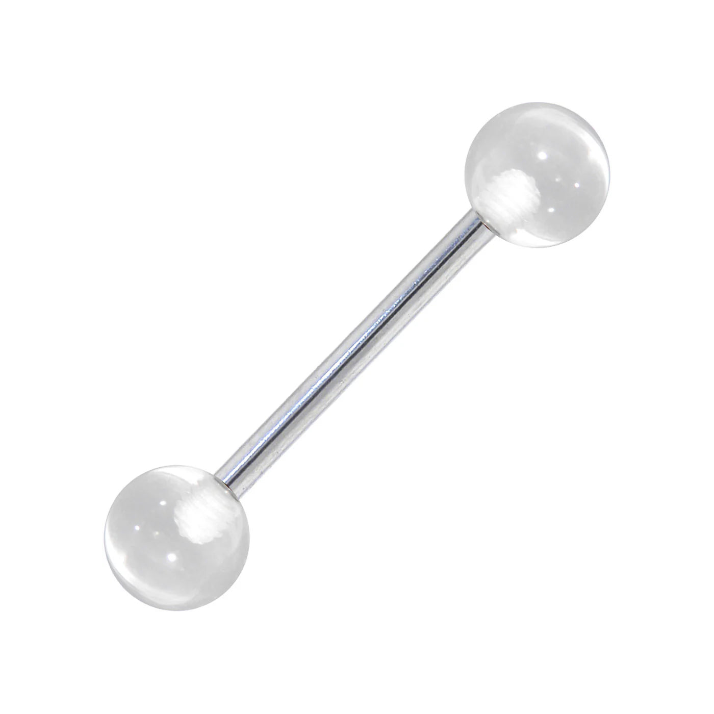 Surgical Steel Straight Barbell Tongue Ring 14 Gauge & Clear - 4 Pack