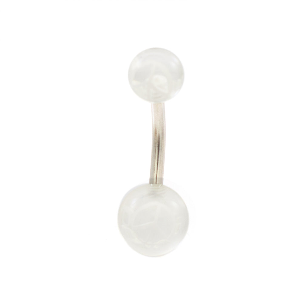 Surgical Steel Belly Rings 14 Gauge 10mm with Peace Sign - 6 Pack