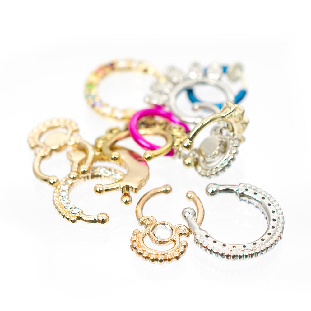 Surgical Steel Fake Septum Rings in Random Shapes & Colors - 12 Pack - photo 3