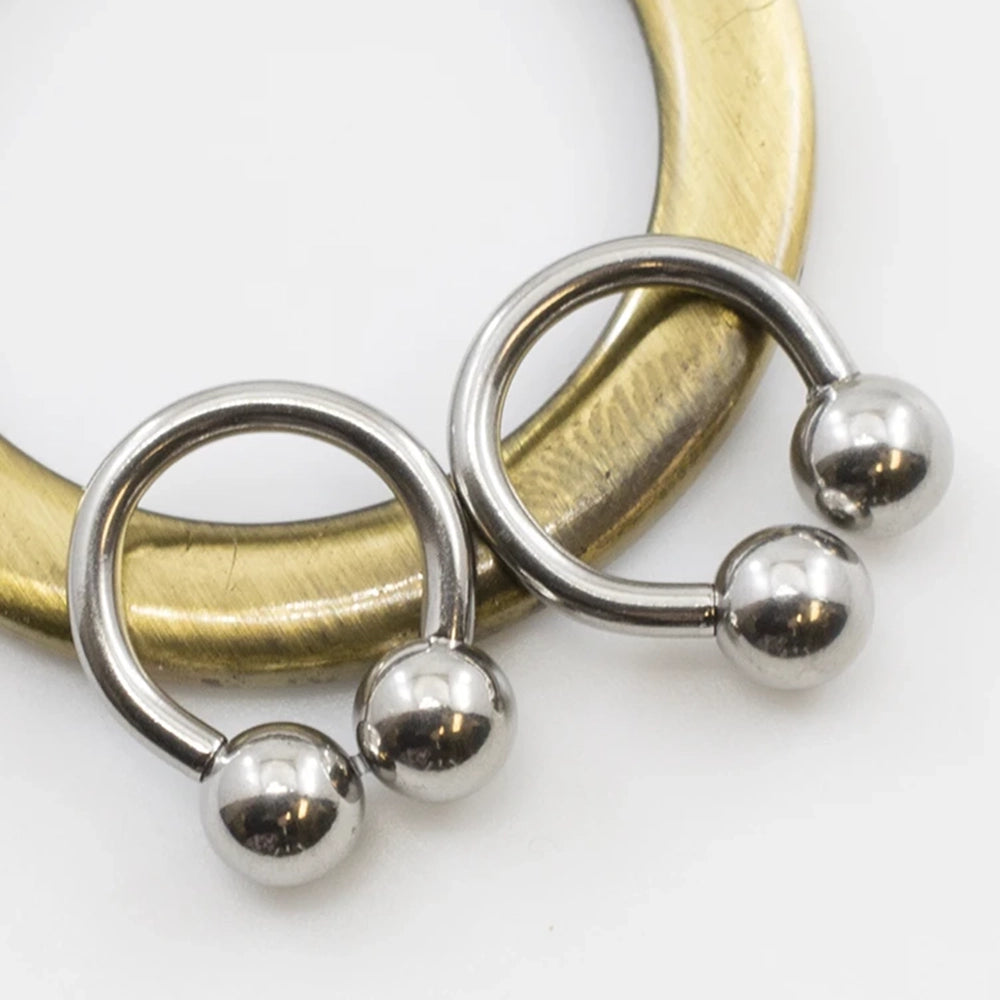 Surgical Steel 12 Gauge Horseshoe Circular Barbell Ball Ends - Pair - photo 3