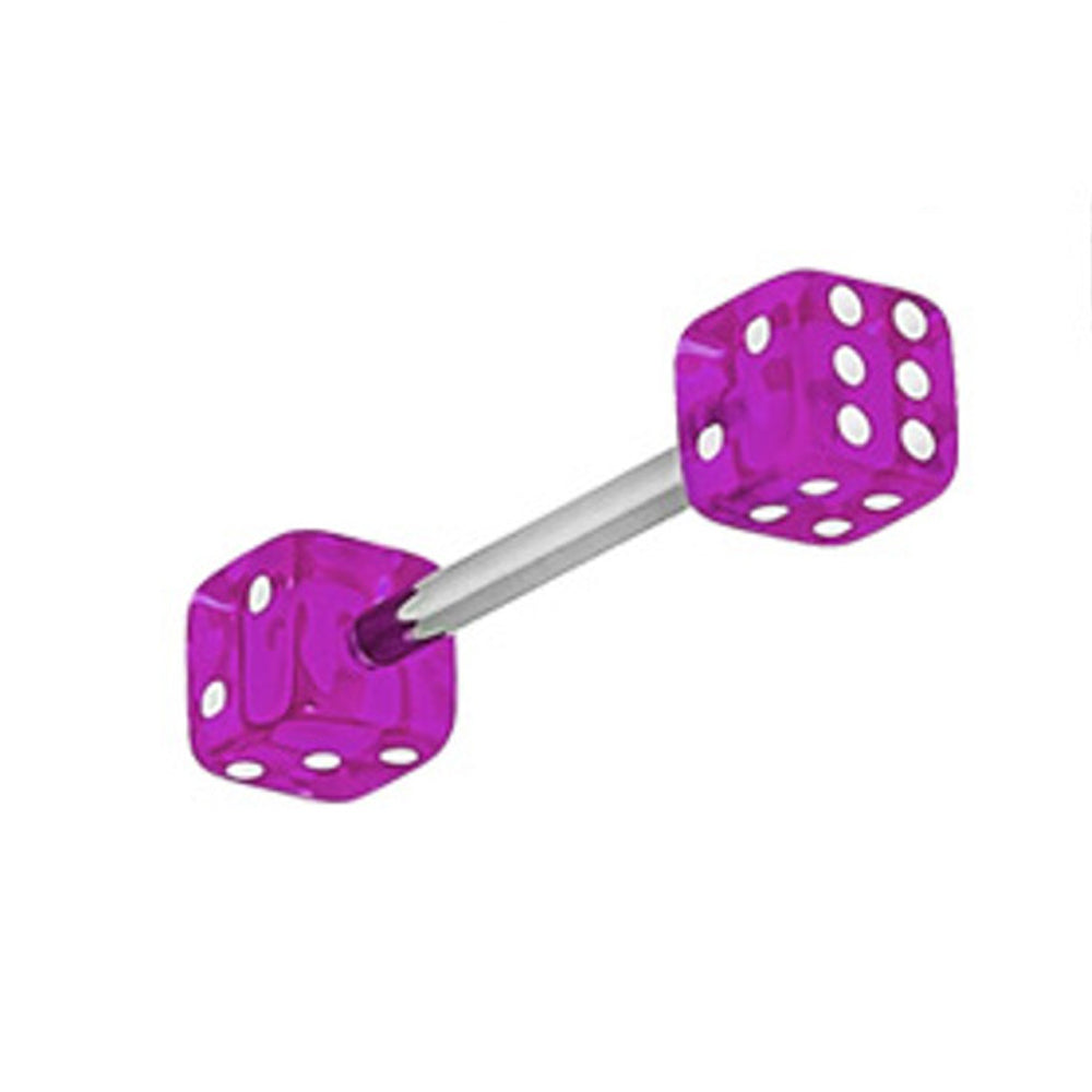 Surgical Steel Straight Barbell 14 Gauge 5/8" (16 MM) & Acrylic Dice