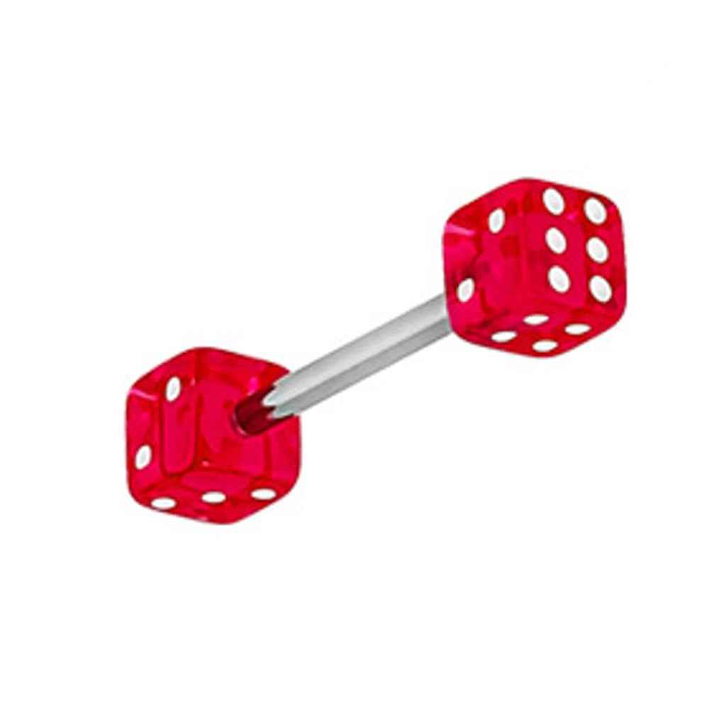 Surgical Steel Straight Barbell 14 Gauge 5/8" (16 MM) & Acrylic Dice