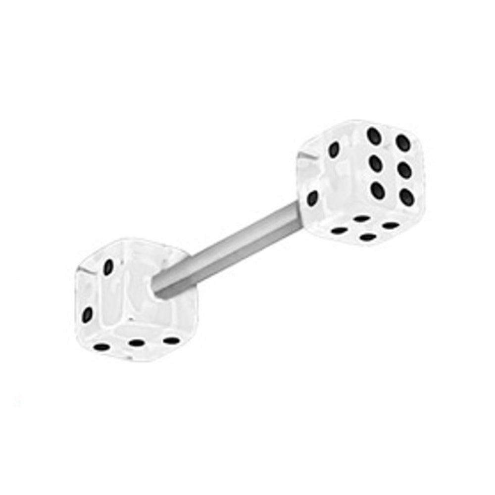Surgical Steel Straight Barbell 14 Gauge 5/8" (16 MM) & Acrylic Dice