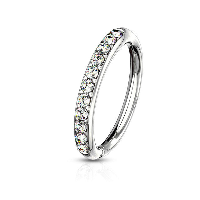 14 Karat Solid Gold Nose Ring 20 18 16 Gauge Bendable Hoop & CZ Paved