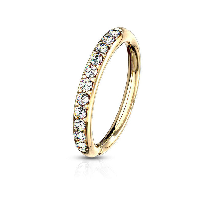 14 Karat Solid Gold Nose Ring 20 18 16 Gauge Bendable Hoop & CZ Paved