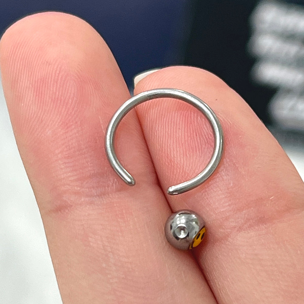 Surgical Steel 14 & 16 Gauge Captive Bead Ring with Smile Emoji - photo 3