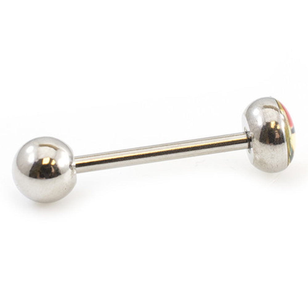 Surgical Steel 14 Gauge Tongue Barbell with Puerto Rican Flag - photo 4