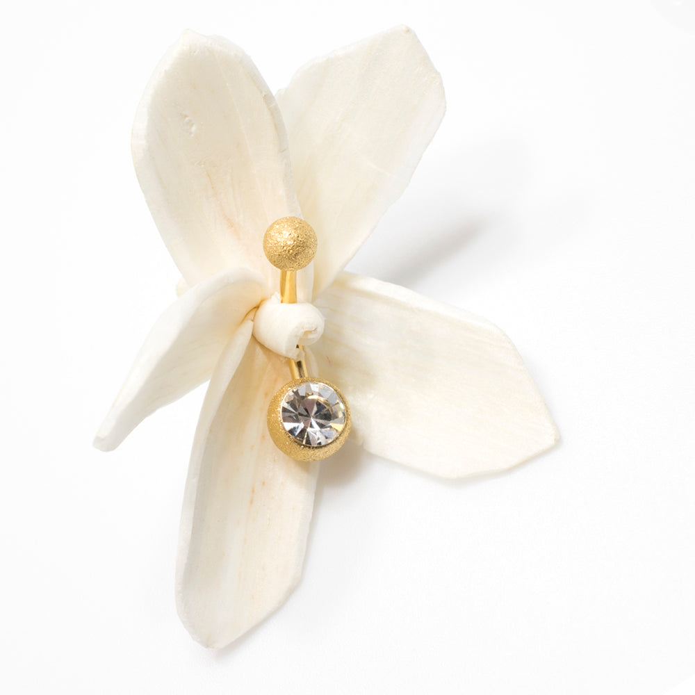 Surgical Steel 14 Gauge Sand Finish Belly Ring with CZ Gem - photo 4