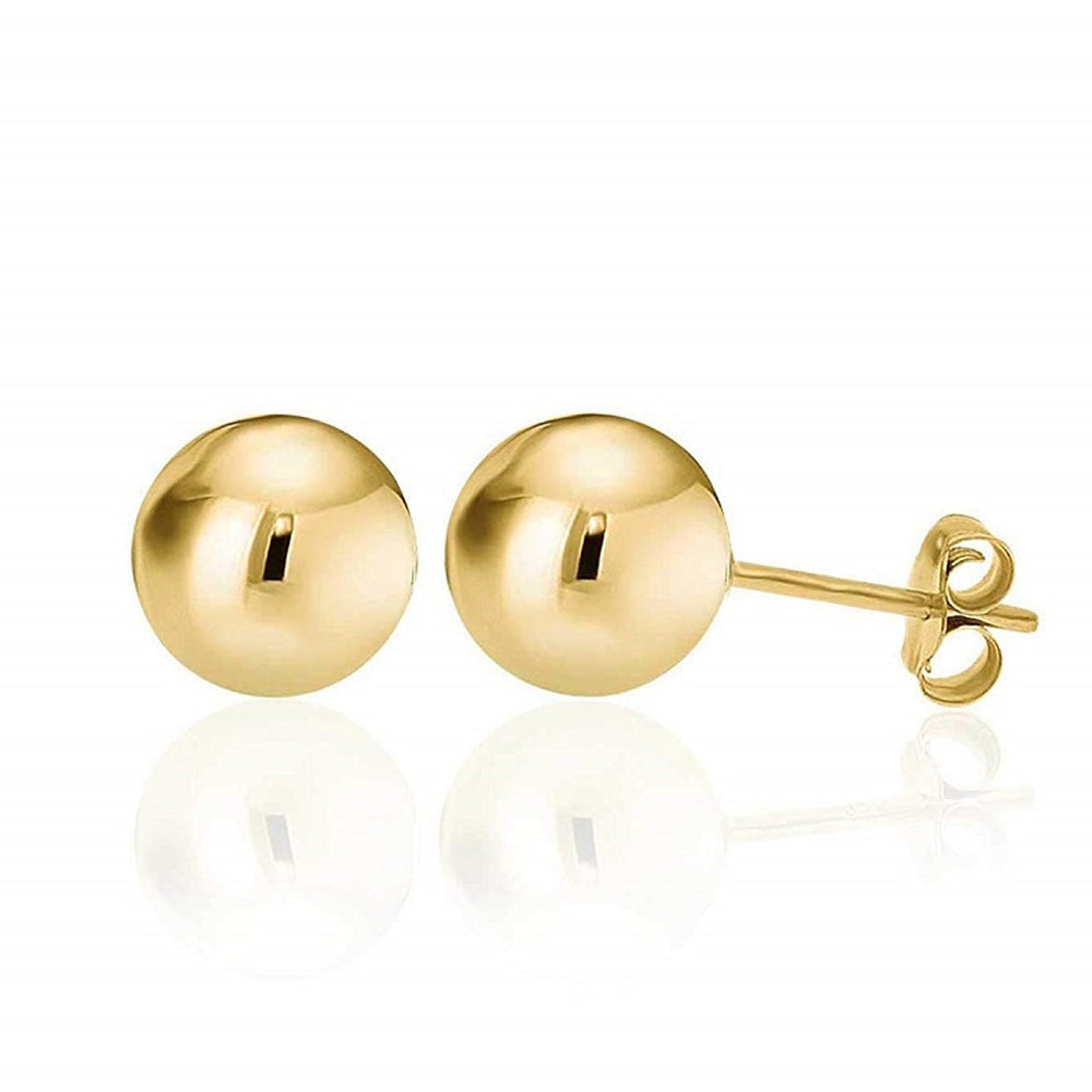 14K Solid Gold 20 Gauge Hollow Ball Stud Earrings - Pair