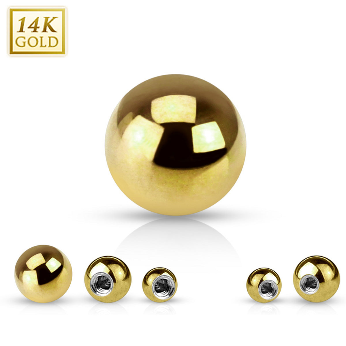 14K Solid Gold 14 Gauge Replacement Ball - 5mm