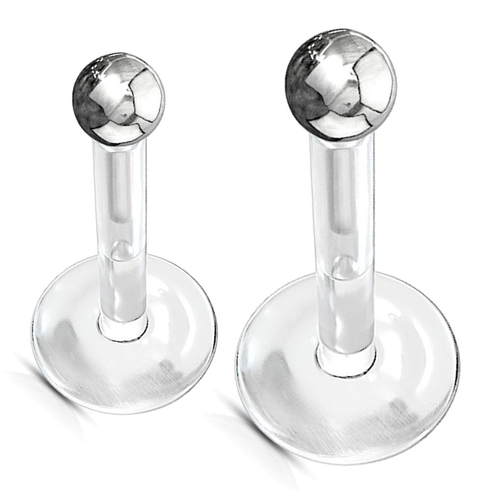Clear Bioflex 16 Gauge Labret with 14K Solid Gold Push In Ball Top - photo 3