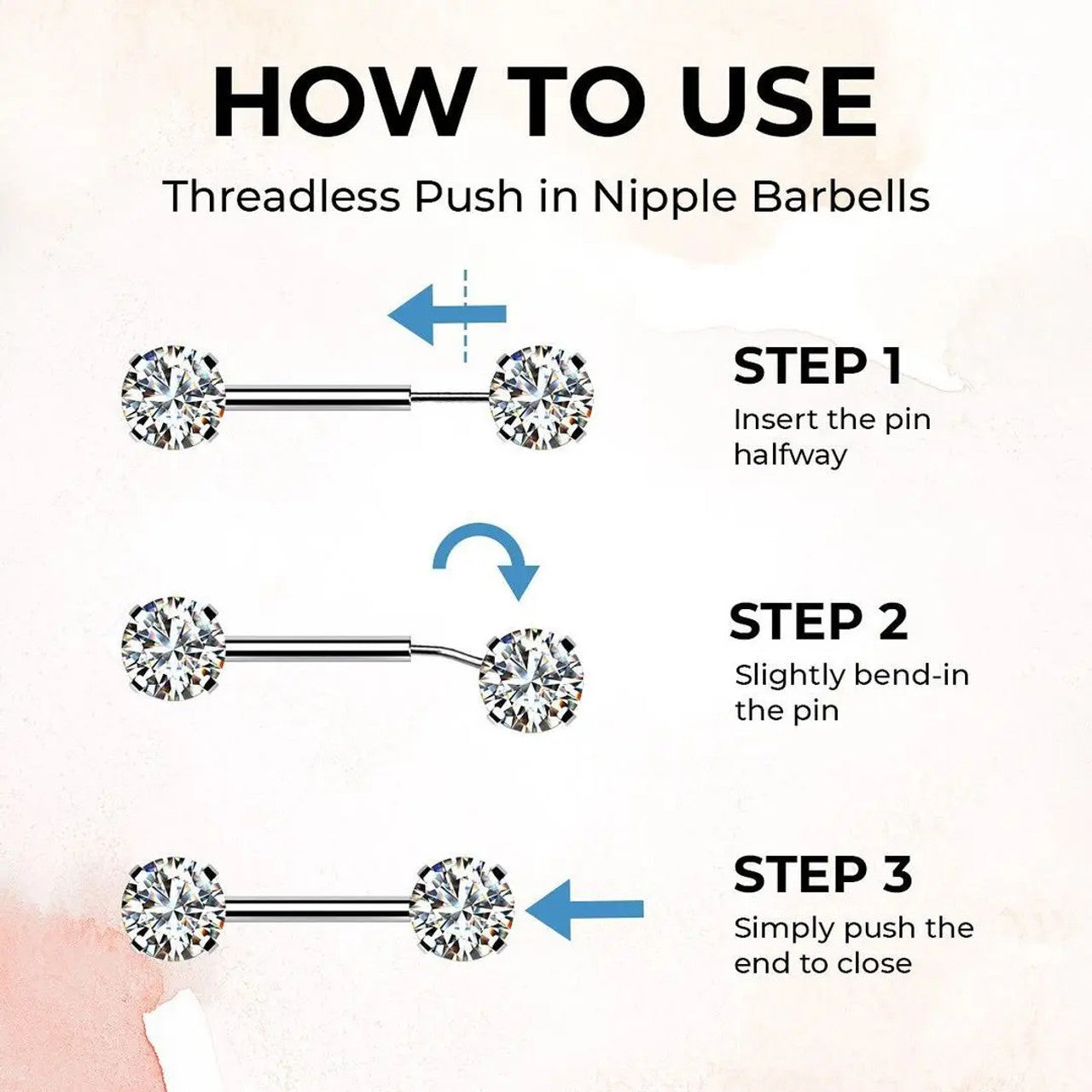 14 Karat Solid Gold Nipple Ring Barbell 14 Gauge & Threadless Round CZ