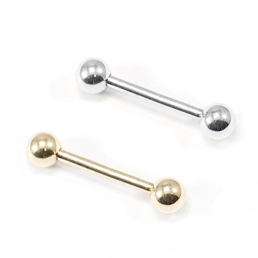 14 Karat Gold Straight Barbell 14 Gauge 1/2" to 1" for Tongue & Nipple