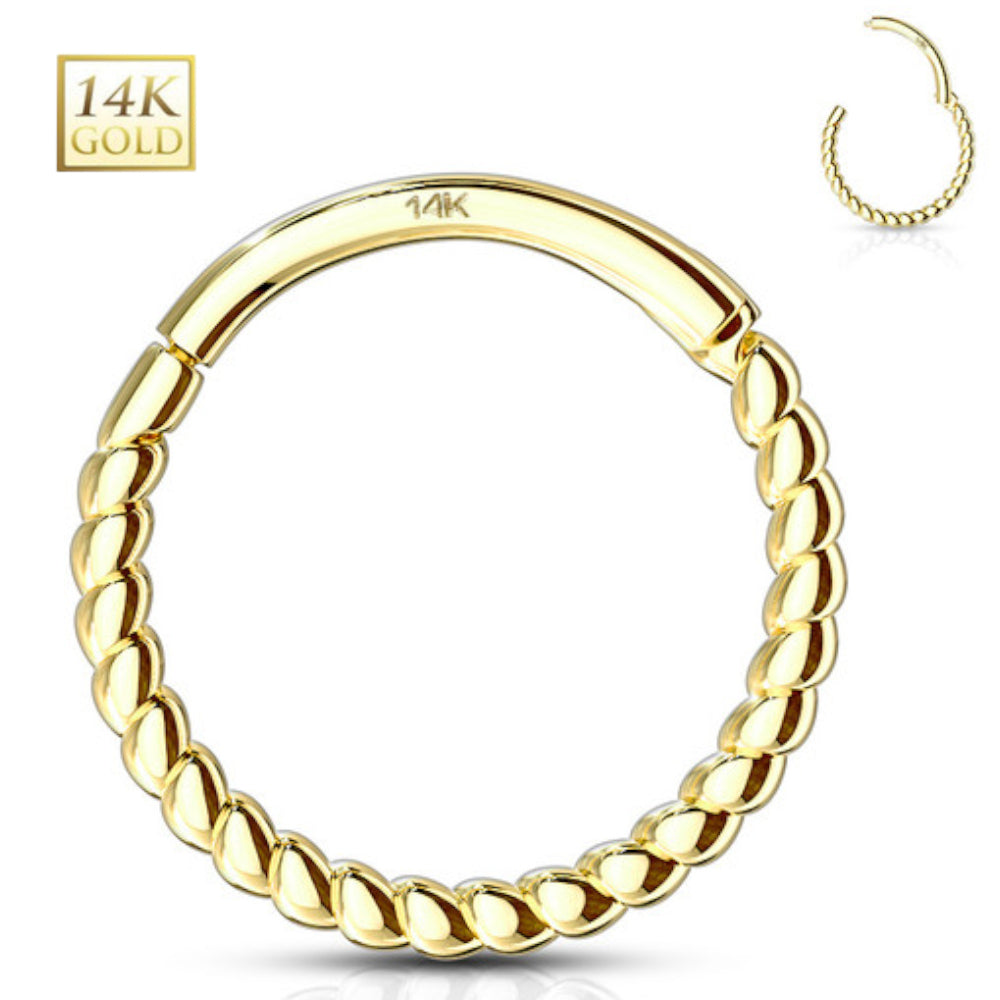 14K Solid Gold 16 Gauge Hinged Segment Ring with Braided Design - photo 3