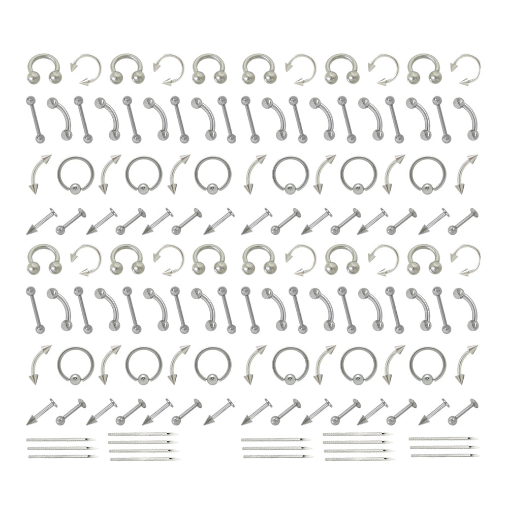 Surgical Steel Starter Piercing Jewelry Kit with Needles - 150 Pack