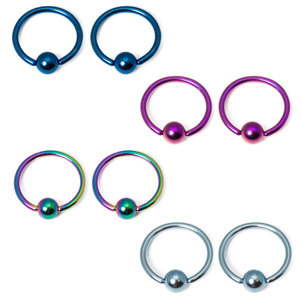 Anodized Titanium 16 Gauge Captive Bead Ring - Pair