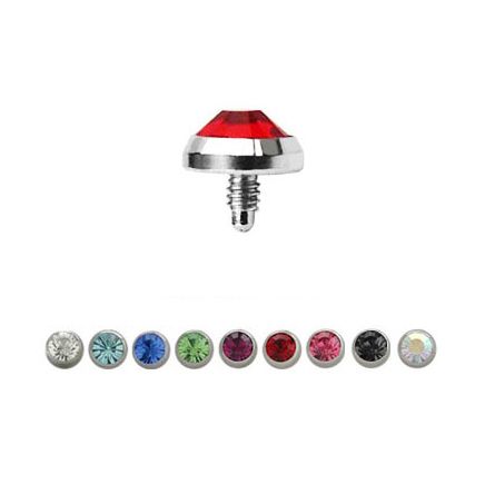 Surgical Steel 14 Gauge Dermal Top with Flat Bottom Dome CZ