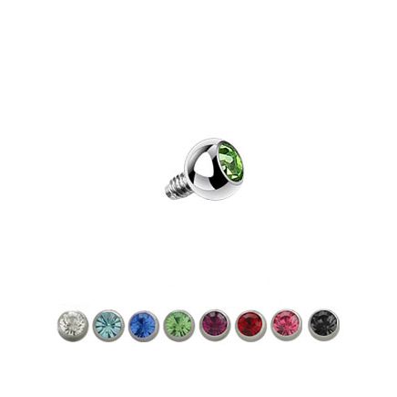 Surgical Steel Press Fit Gem Ball 16 Gauge 3mm - 8 Colors