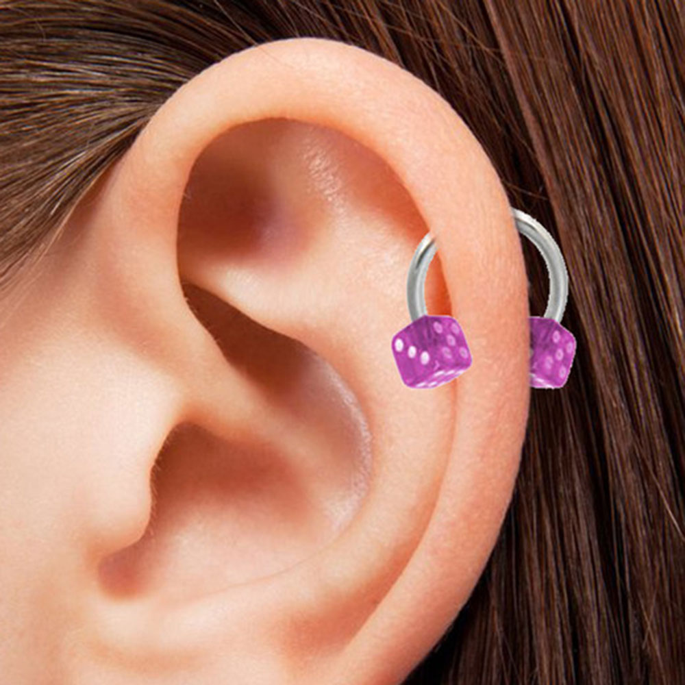 Surgical Steel UV Acrylic Dice Circular Barbell 16G - 7 Colors - photo 2