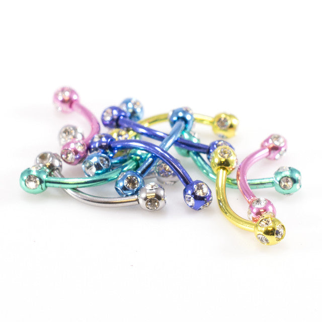 Surgical Steel 16 Gauge Curved Barbell with Disco Ball CZ - photo 2