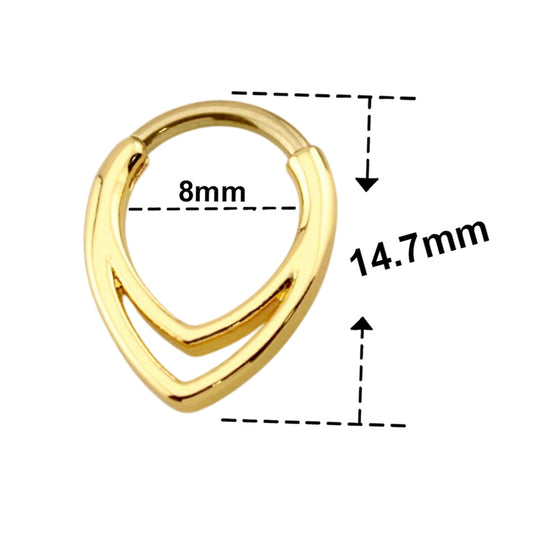 Surgical Steel 16 Gauge Hinged Teardrop Segment Rings Double Lined