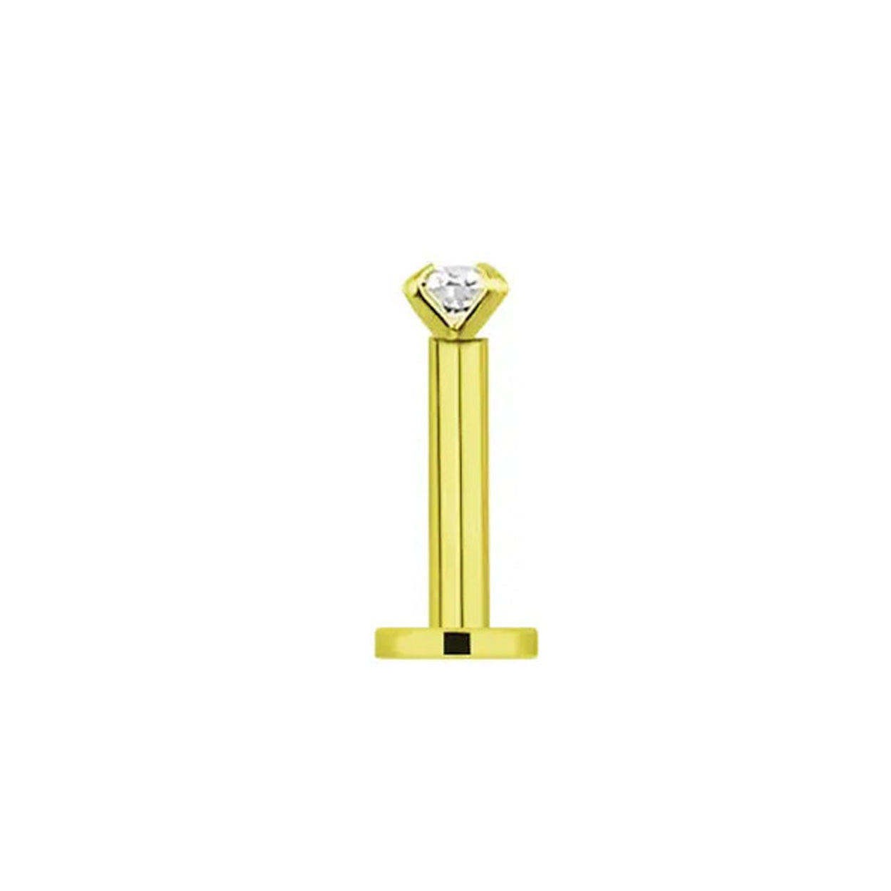 18 Karat Solid Gold Labret / Monroe Stud 16 Gauge with Threadless CZ