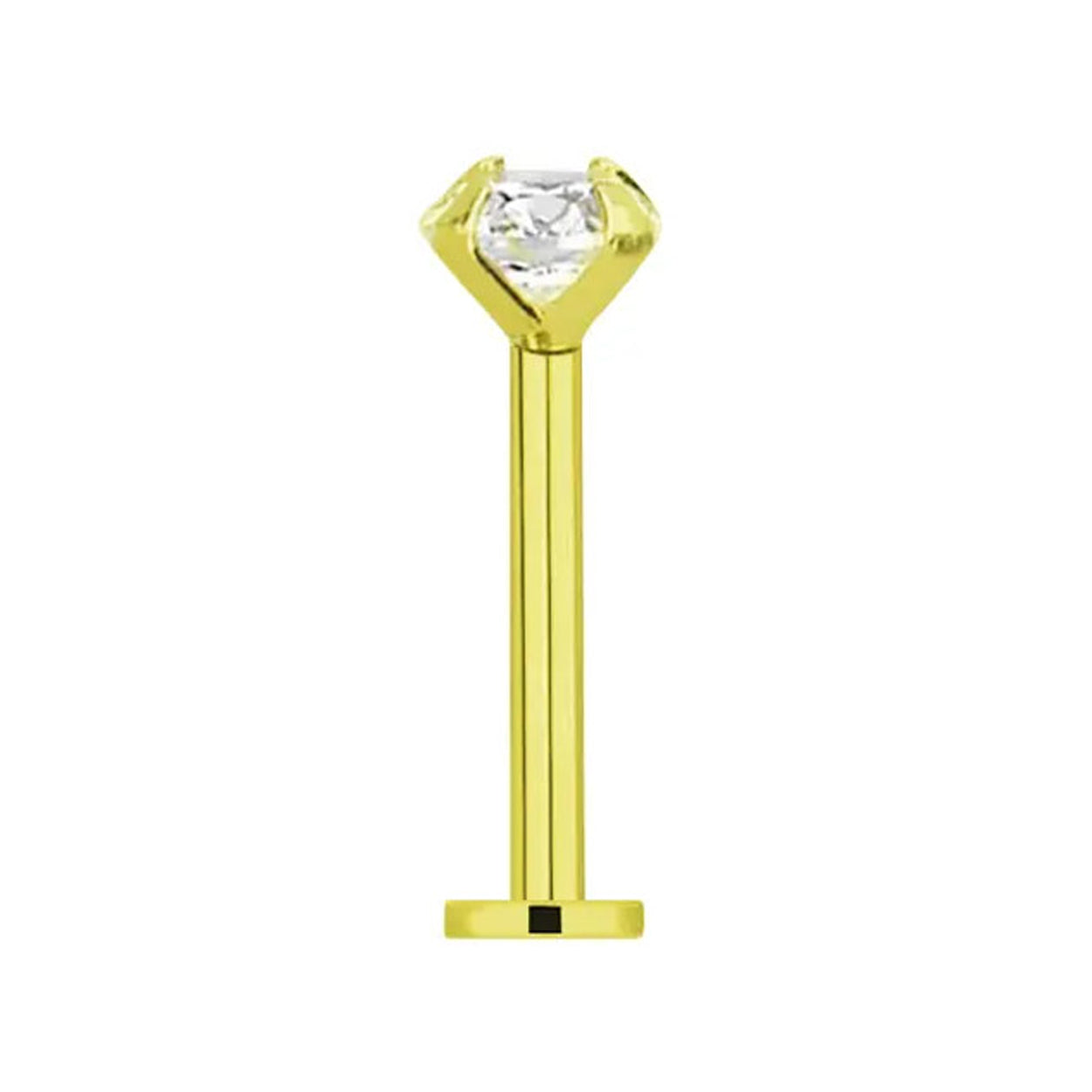 18 Karat Solid Gold Labret / Monroe Stud 16 Gauge with Threadless CZ