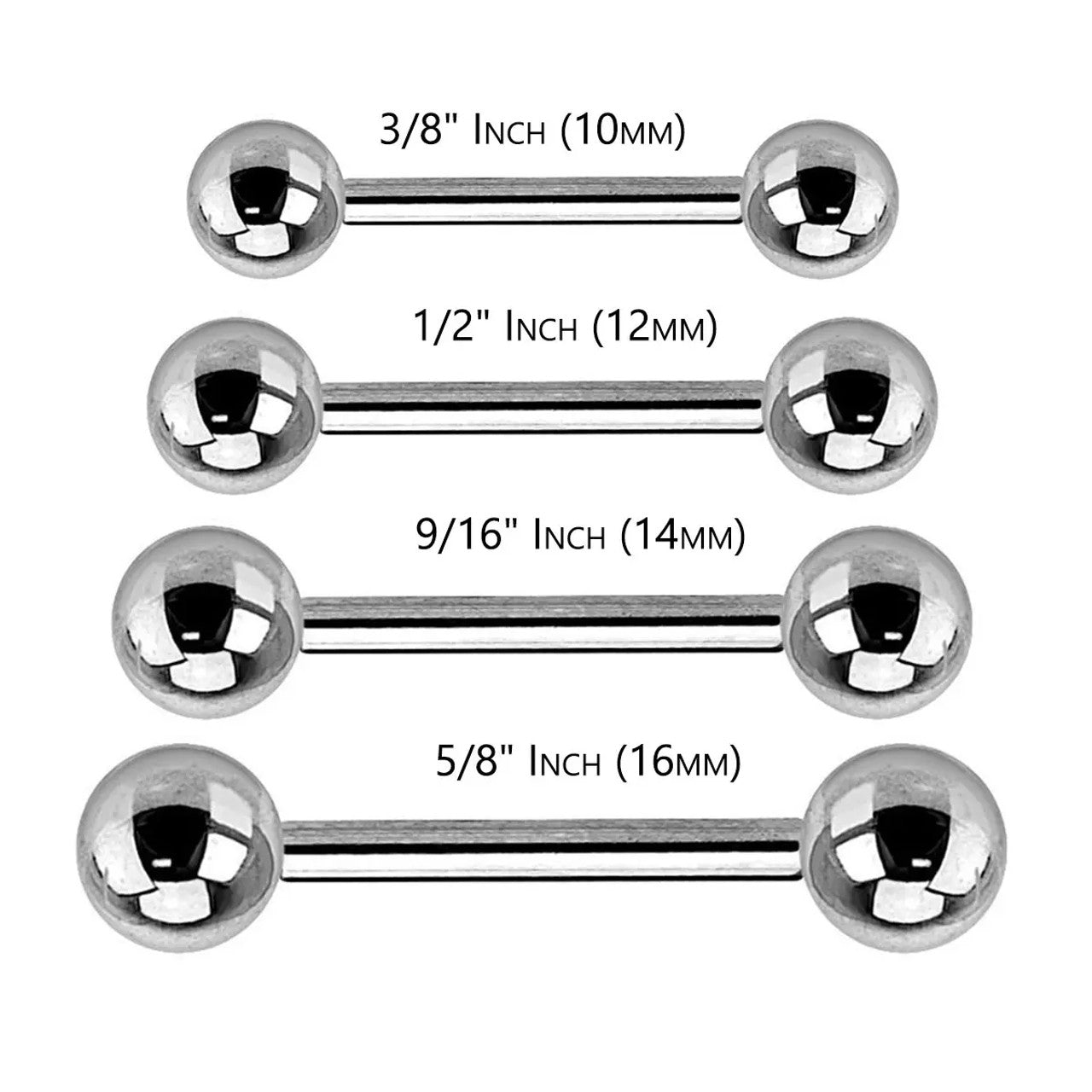 Titanium Straight Barbell 16 Gauge Externally Threaded - 10 to 16 MM