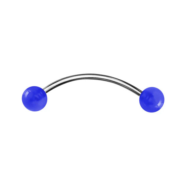 Surgical Steel Curved Barbell Tongue Ring 16 Gauge U/V Ball - 10 Pack
