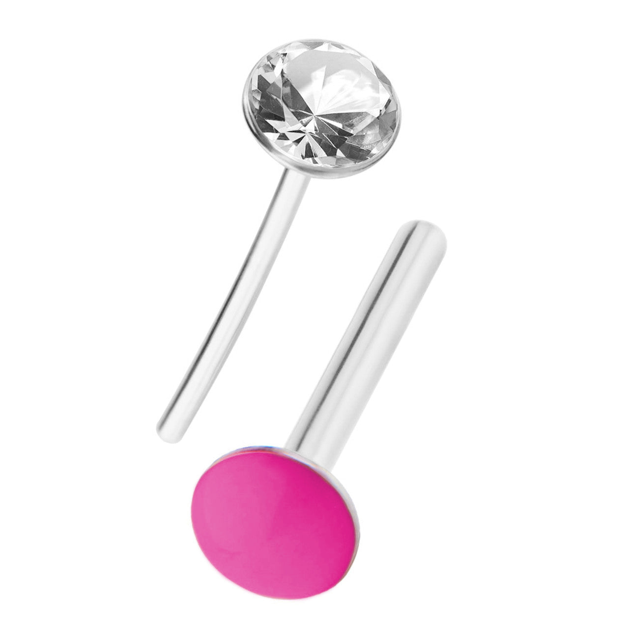 Surgical Steel Threadless Push-In Labret / Monroe Stud 16 Gauge With CZ Gem