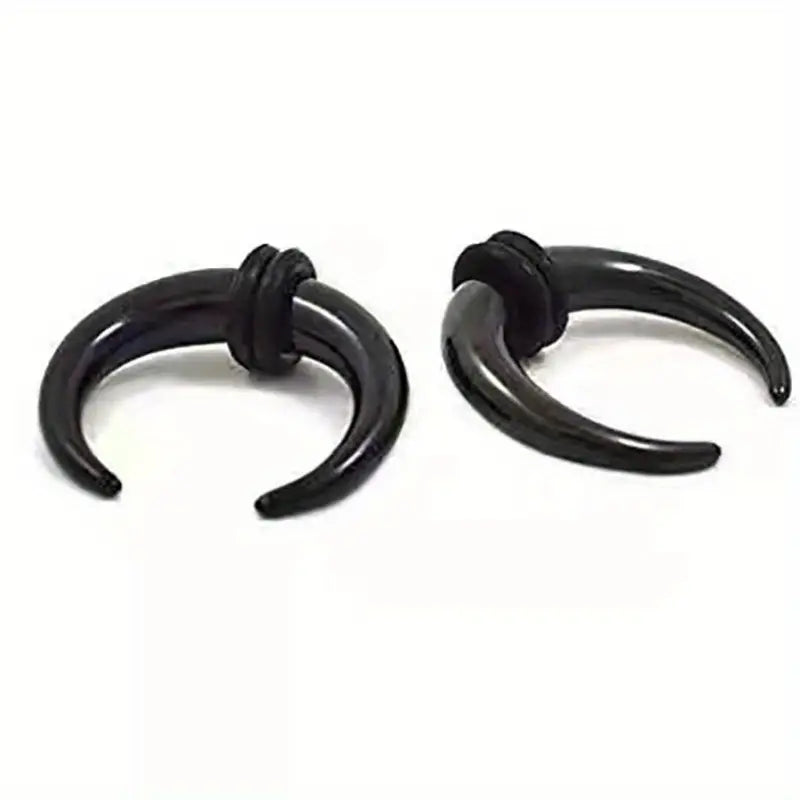 Acrylic Bull Horn Tapers Septum & Ear Plugs with 2 Black O-Rings