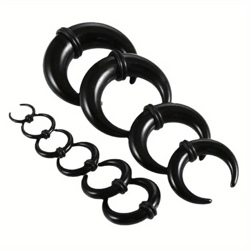 Acrylic Bull Horn Tapers Septum & Ear Plugs with 2 Black O-Rings