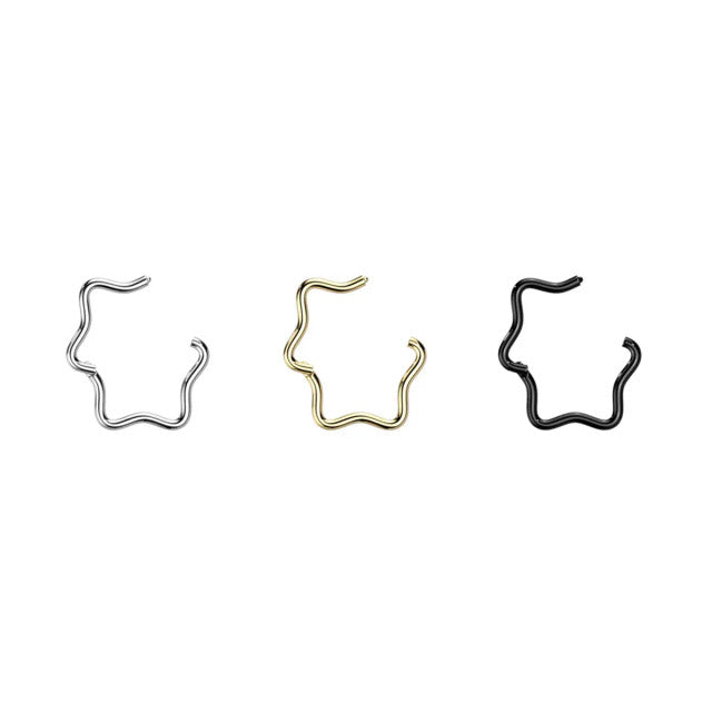 Titanium Hinged Segment Hoop Ring 18 Gauge - 8 & 10 MM with Star Shape