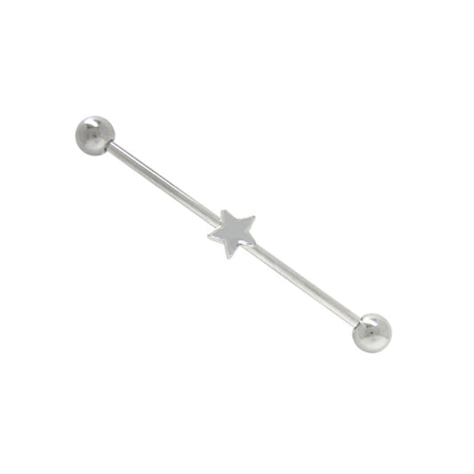 Surgical Steel Industrial Barbell 14 Gauge 1-1/2" 38 MM & Star Charm