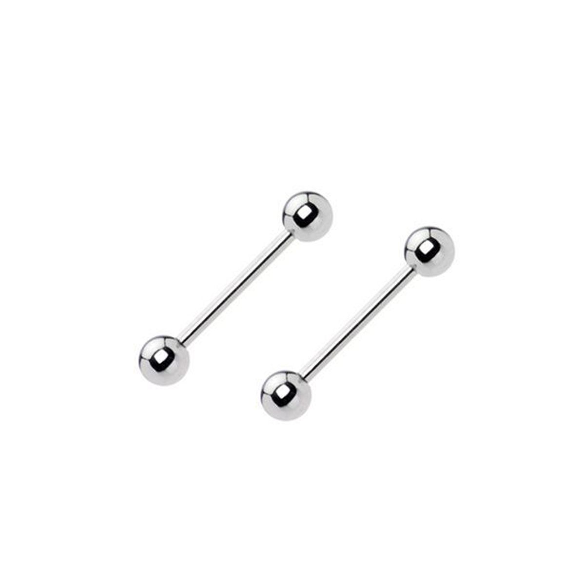 Surgical Steel Straight Barbells 14 Gauge 25mm with 5mm Balls - 2 Pack