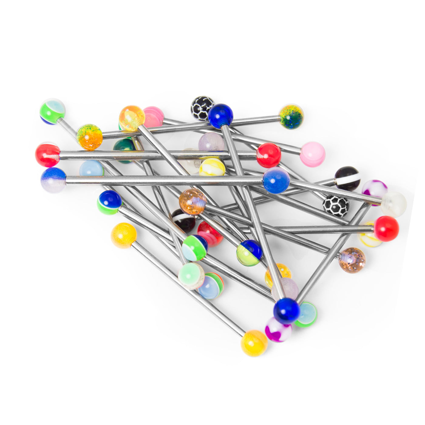 Surgical Steel Industrial Barbell 14 Gauge Assorted Length - 20 Pack