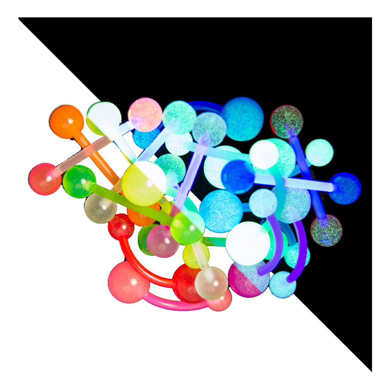 Bio-Flex Flexible Belly Button Ring 14 Gauge Acrylic UV Glow - 20 Pack