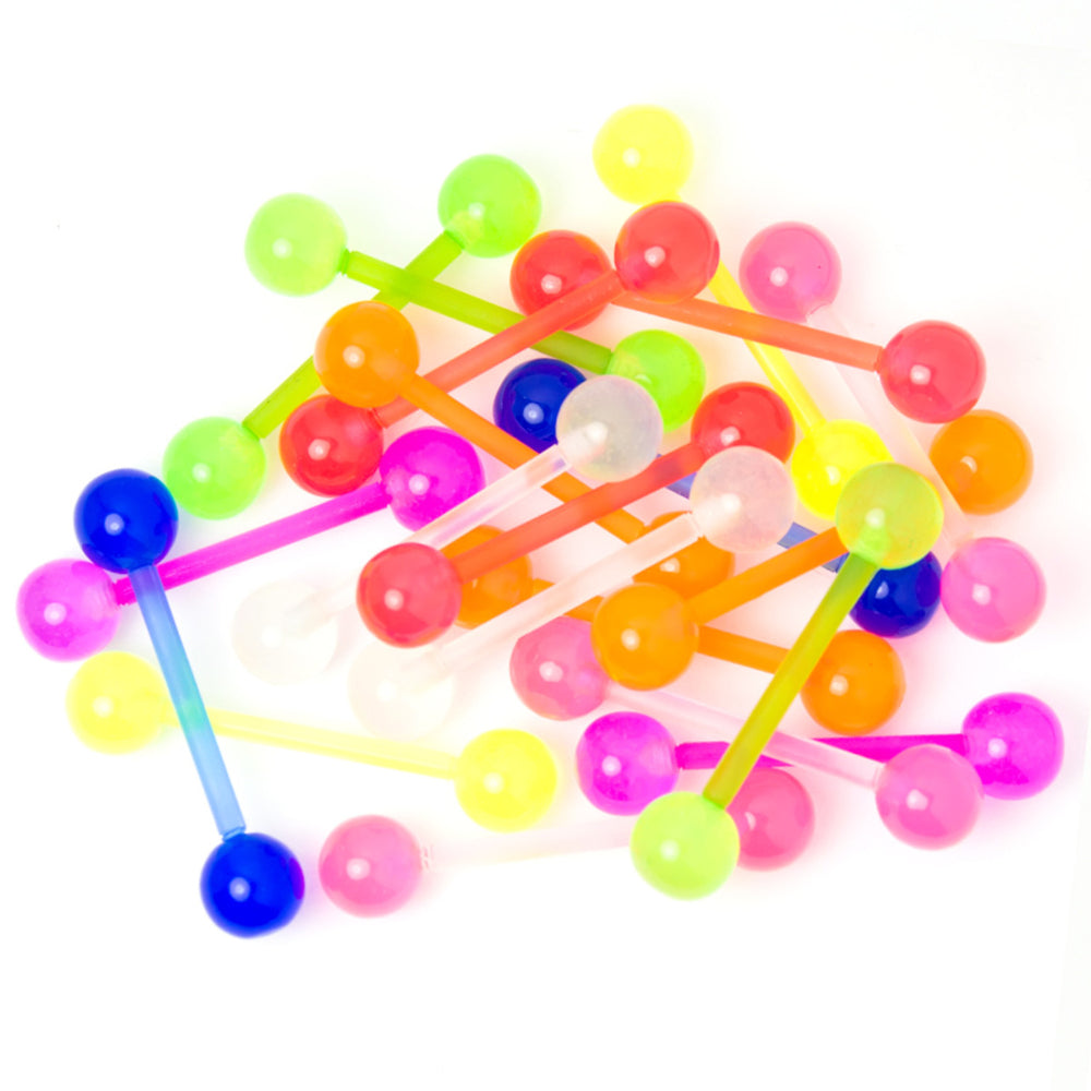 Bioflex Acrylic UV Glow Straight Barbells 14 Gauge 16mm - 20 Pack - photo 2
