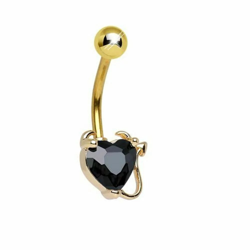 Surgical Steel Belly Button Ring 14 Gauge 7/16" (11 MM) Devilish Heart