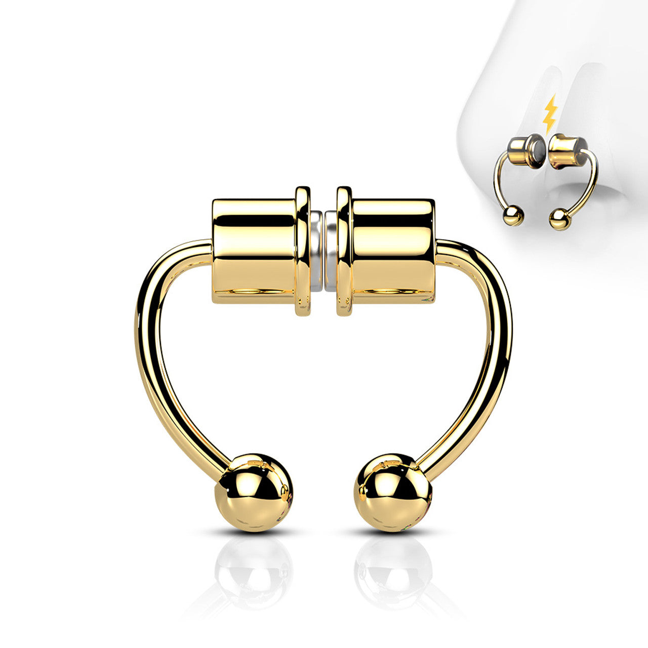 Magnetic Clip On Fake Non Piercing Septum Horseshoe Circular Barbell