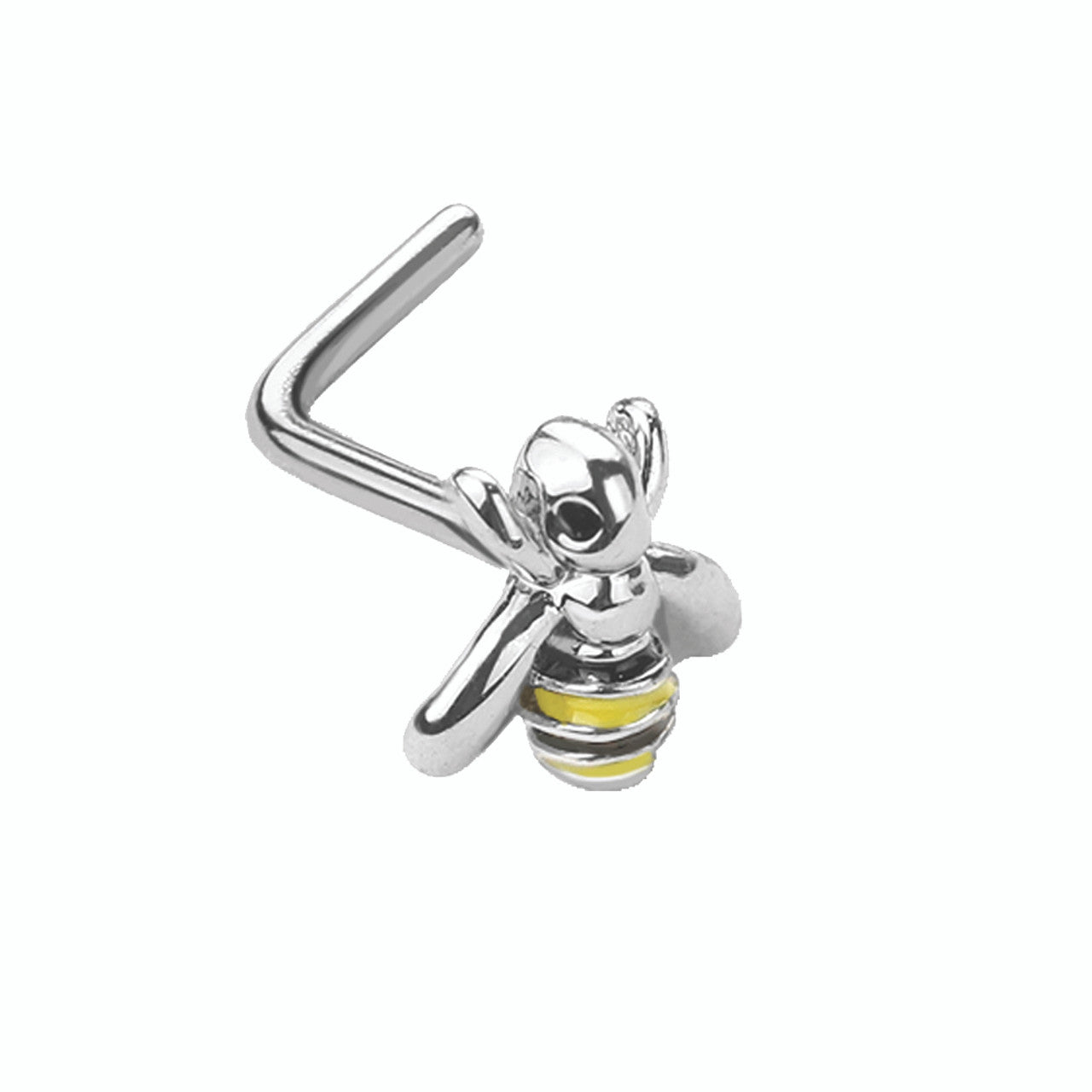 Surgical Steel Nose Ring Stud 20 Gauge 1/4" L Bend with Bumble Bee