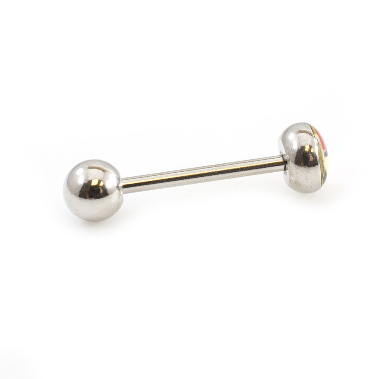 Surgical Steel Tongue Ring Straight Barbell 14 Gauge Cute Cherry Logo