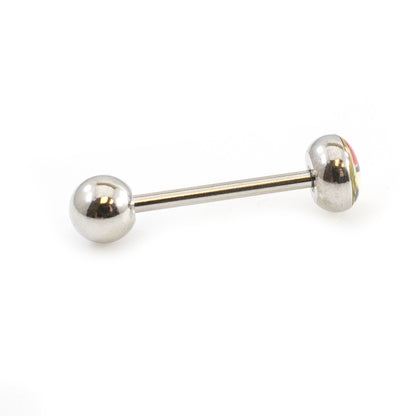 Surgical Steel Tongue Ring Straight Barbell 14 Gauge Tongue Face Logo