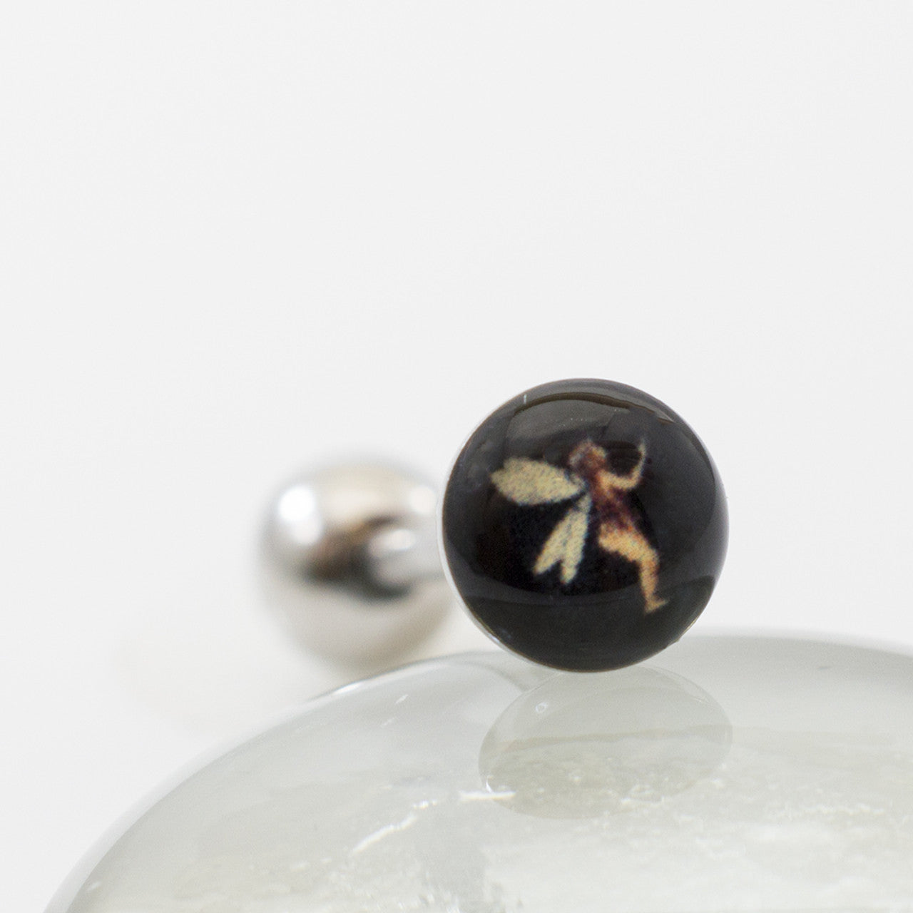 Surgical Steel Tongue Ring Straight Barbell 14 Gauge Cute Fairy Logo